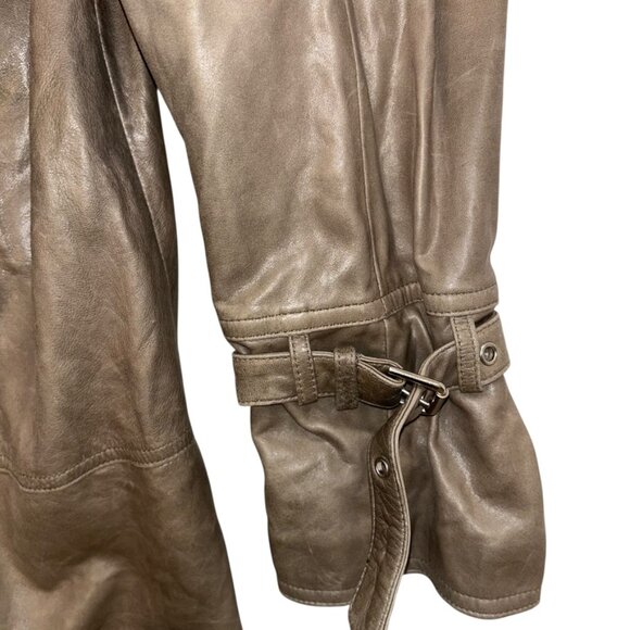 UGG Australia khaki taupe lamb leather dbl breasted short jacket M - Picture 3 of 6